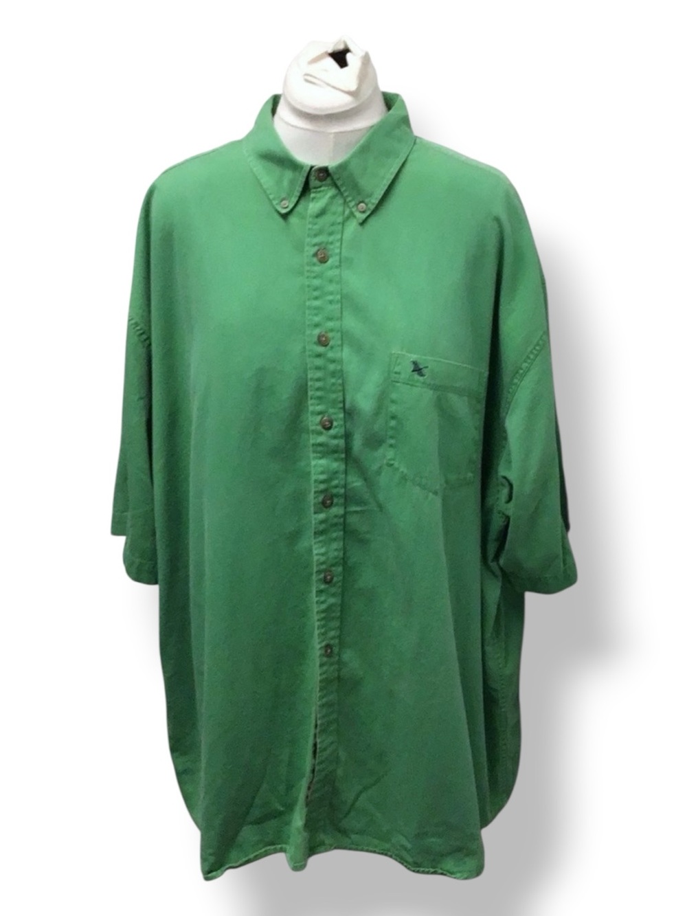 Eddie Bauer Mens Short Sleeve Button-Up Shirt VTG 90s Cotton Outdoors Green XXXL
